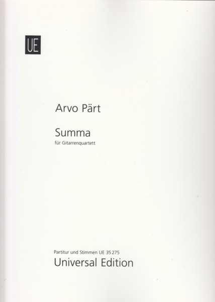 Image for Summa for Guitar Quartet - Score & Parts