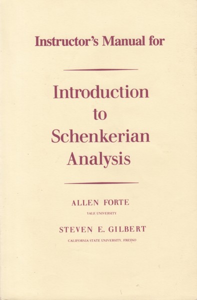 Image for Instructor's Manual for Introduction to Schenkerian Analysis.
