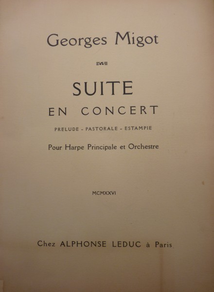 Image for Suite en Concert for Harp and Orchestra - Folio Full Score