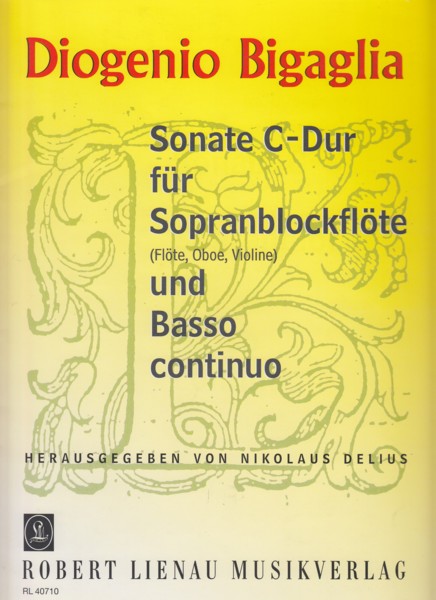 Image for Sonata in C for Descant Recorder (or Flute, Oboe or Violin) and Basso continuo.