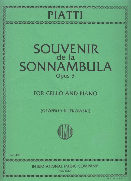 Image for Souvenir de la Sonnambula, Op.5 - Cello & Piano