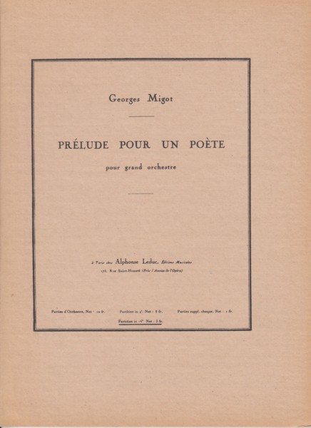 Prélude pour un Poète pour Grand Orchestre - Study Score Image for Prélude pour un Poète pour Grand Orchestre - Study Score