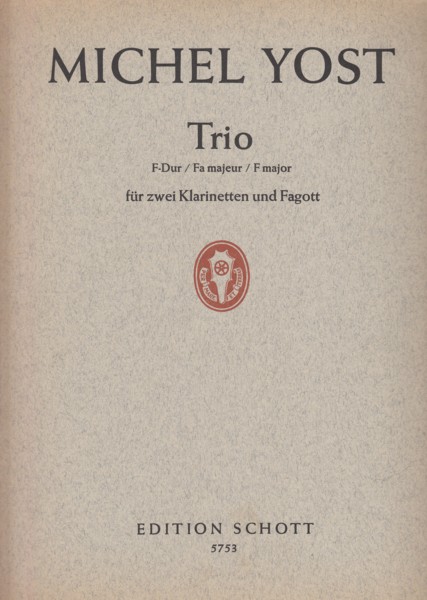 Image for Trio in F major for 2 Clarinets in C and Bassoon - Score & Parts