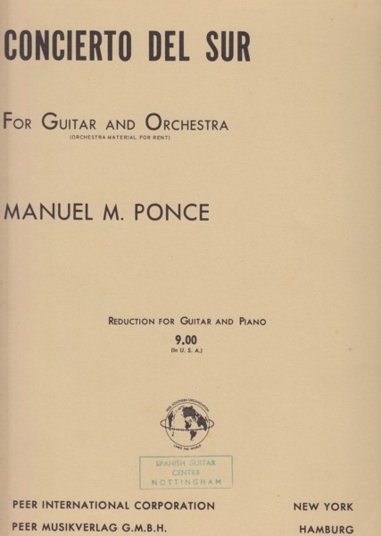 Concierto Del Sur for Guitar and Orchestra - Guitar & Piano Image for Concierto Del Sur for Guitar and Orchestra - Guitar & Piano