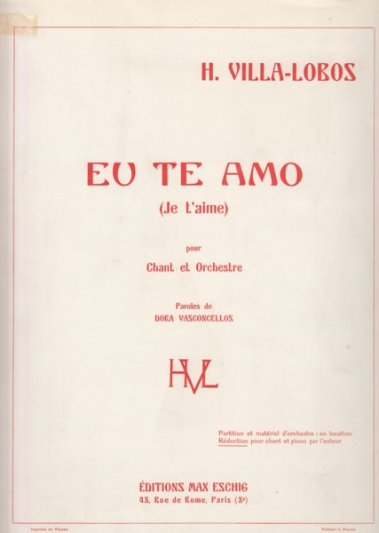 Image for Eu Te Amo for Voice and Orchestra - Voice & Piano