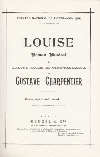 Image for Louise, Roman Musical in Four Acts and Five Tableaux