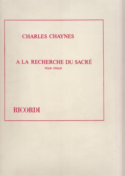 Image for A La Recherche du Sacré for Organ