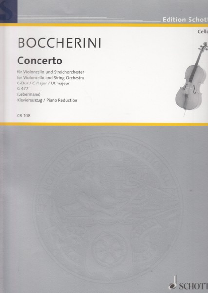 Image for Concerto No.1 in C major, G477 for Cello and String Orchestra - Cello & Piano