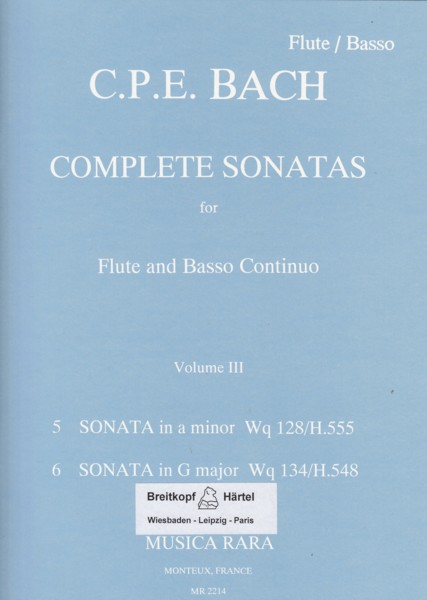 Image for Complete Sonatas for Flute & Basso Continuo Volume III