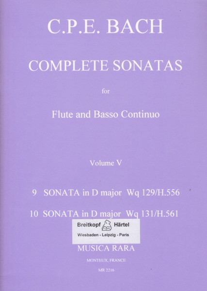 Complete Sonatas for Flute & Basso Continuo Volume V Image for Complete Sonatas for Flute & Basso Continuo Volume V