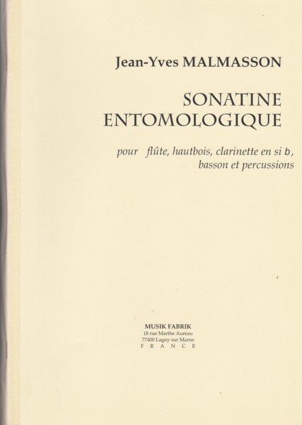Image for Sonatine Entomologique for Flute, Oboe, Clarinet in B flat, Bassoon & Percussion - Score & Parts