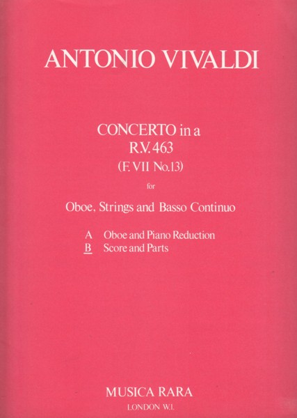 Image for Concerto in a minor, RV 463 for Oboe, Strings & Basso Continuo - Full Score & Set of Parts