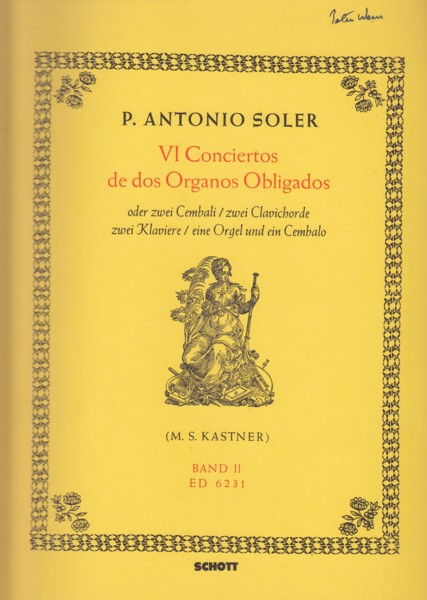 VI Conciertos de Dos Organos Obligados, Volume II Nos.4 to 6 - for 2 organs, 2 harpsichords, 2 clavichords, 2 pianos or organ and harpsichord. Image for VI Conciertos de Dos Organos Obligados, Volume II Nos.4 to 6 - for 2 organs, 2 harpsichords, 2 clavichords, 2 pianos or organ and harpsichord.