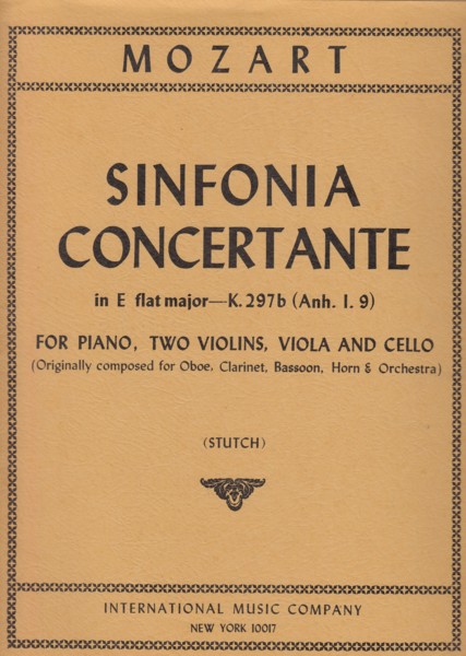 Image for Sinfonia Concertante in E flat major, K297b - Transcribed for 2 Violins, Viola, Cello & Piano