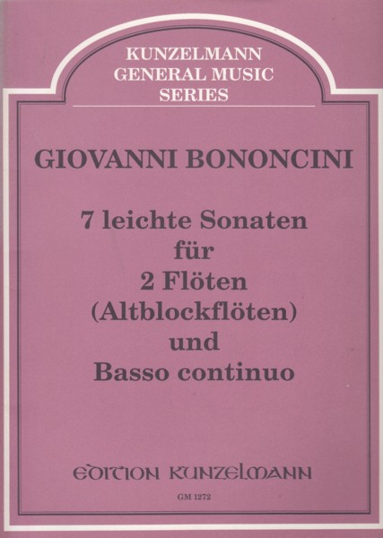 7 Easy Sonatas for 2 Flutes (Treble Recorders) and Basso continuo - Set of Parts Image for 7 Easy Sonatas for 2 Flutes (Treble Recorders) and Basso continuo - Set of Parts