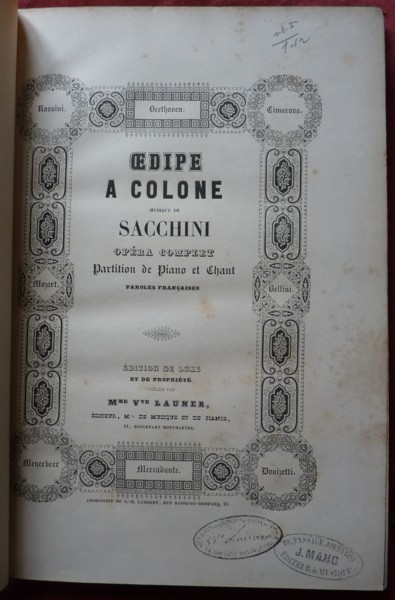 Image for Oedipe a Colonne, Opera en Trois Actes - Vocal Score