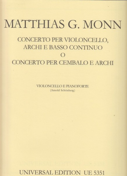 Image for Concerto for Cello, Strings and Basso Continuo - Cello & Piano